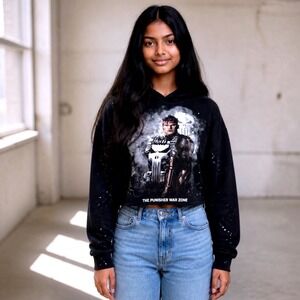 Darc Sport Marvel Punisher Cropped Hoodie Black Wolves Limited Edition Medium